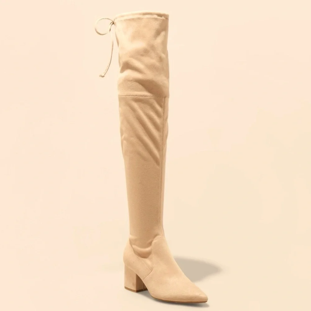 🍁BEIGE MICROSUEDE OTK BOOTS